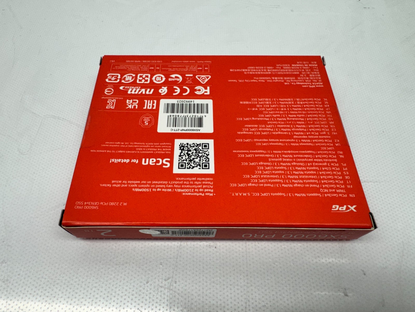 ADATA XPG SX6000 M.2 2 TB SSD PCLE SOLID STATE DRIVE ASX6000NP-2TT-C RED