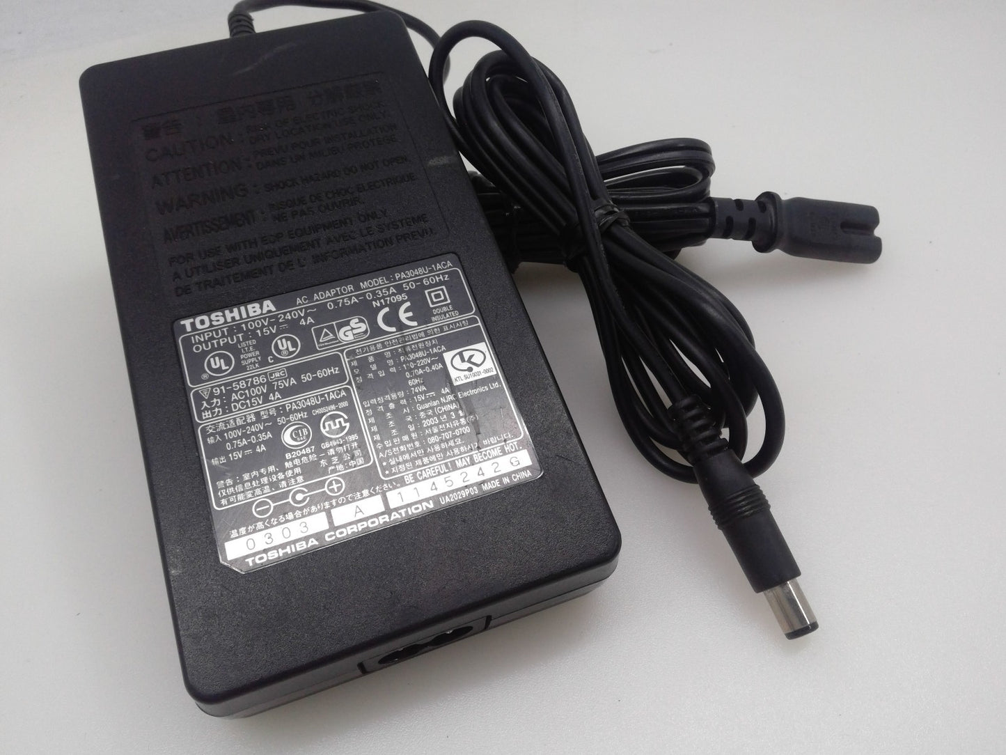 Genuine Toshiba PA2444U PA3048U-1ACA PA3282U-1ACA Power Adapter 15V 4A 60W OEM