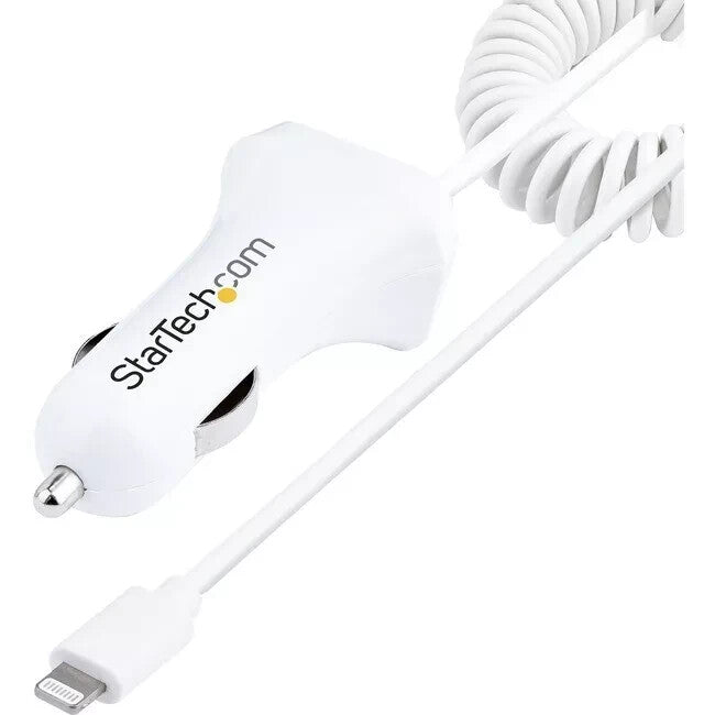 StarTech Car Charger with 1m Coiled Cable 12W White USBLT2PCARW2
