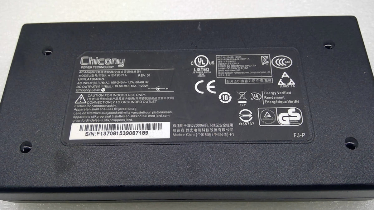 Chicony A12-120P1A 120W 19.5V 6.15A Laptop Charger AC Adapter Blue Tip