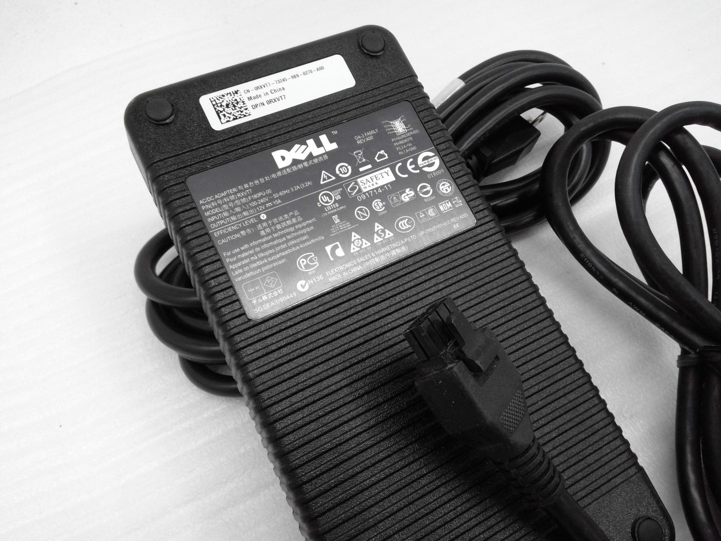 Genuine Dell F180PU-00 AC Adapter 12V 15V DA-3 Series 180W 8 Pin w/Cord  RXVT7