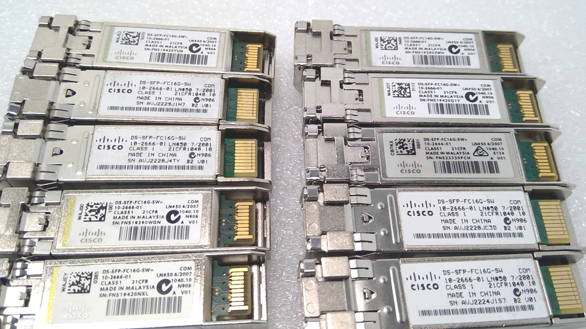 X10 Genuine Cisco DS-SFP-FC16G-SW 10-2666-01 16Gbps FC SW SFP+ MMF Transceiver