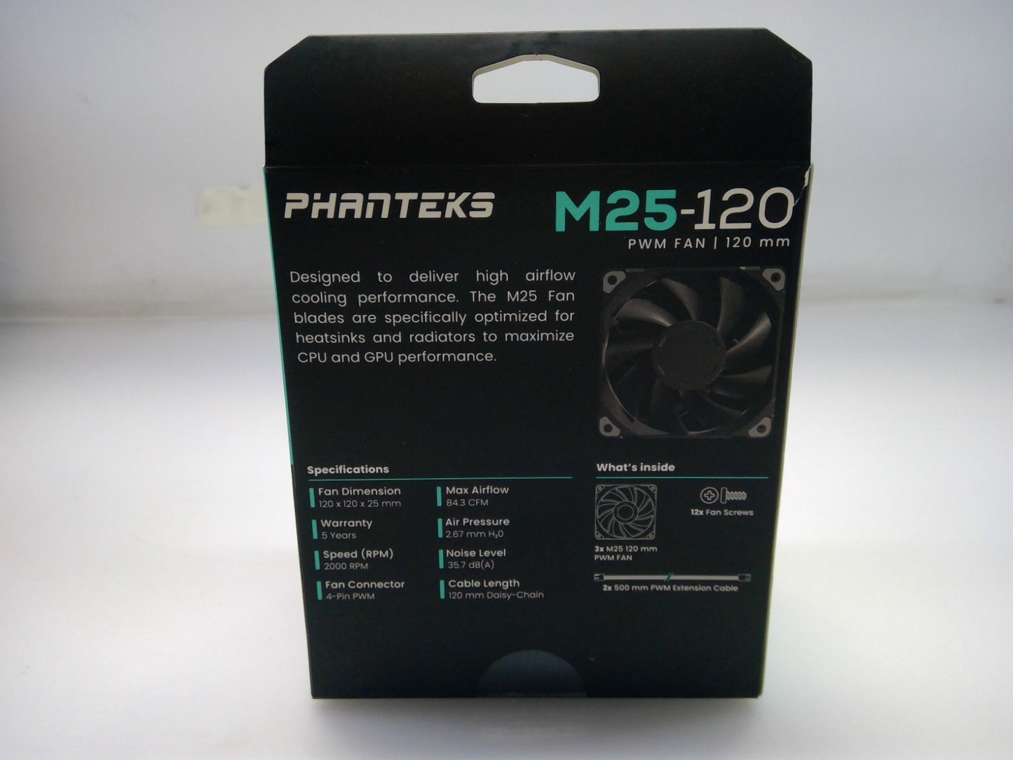 Phanteks M25-120 PWM FAN Triple Pack, 3x 120mm ARGB High Performance Black
