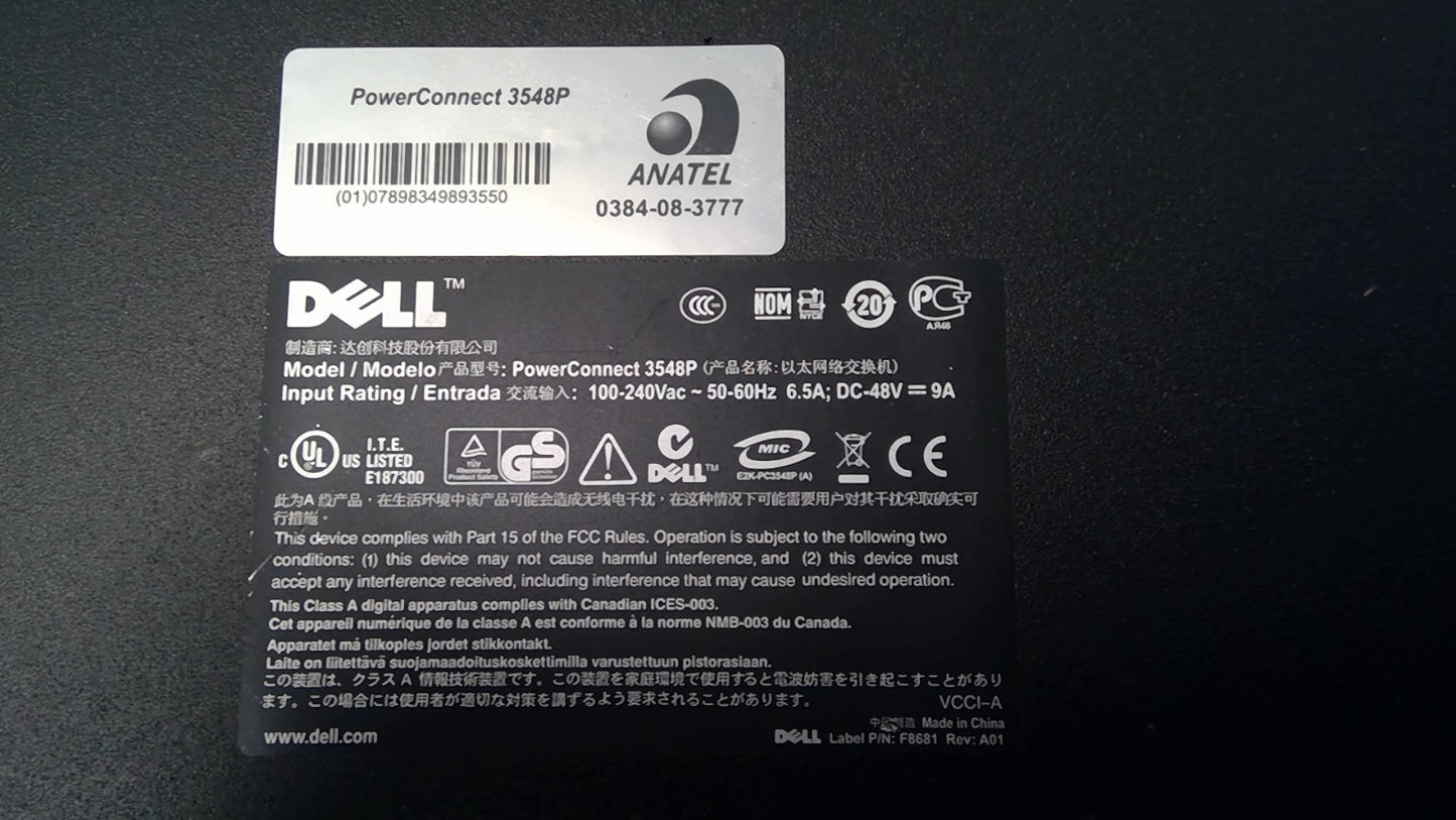 Dell PowerConnect 3548P 48-Port Ethernet 2xSFP PoE Network Switch W/POWER CORD