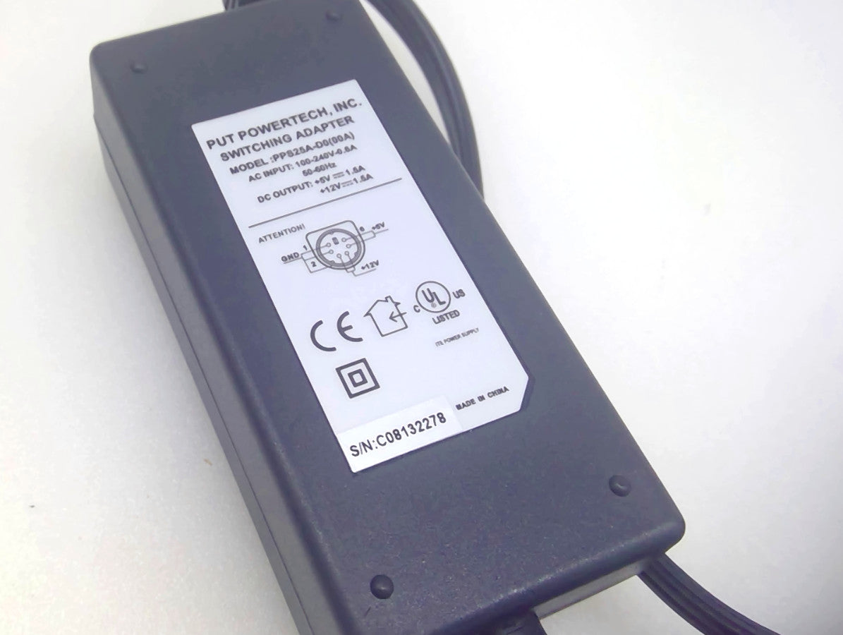 PUT Powertech PPS25A-D0(00A) AC/DC Power Adapter 5V 1.5A 12V 1.5A 6-Pin DIN