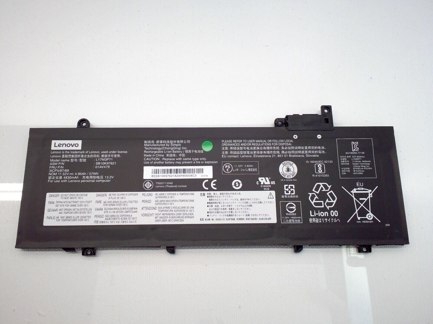 OEM 57Wh L17M3P71 L17M3P72 Battery For Lenovo ThinkPad T480S 01AV479 SB10K976212
