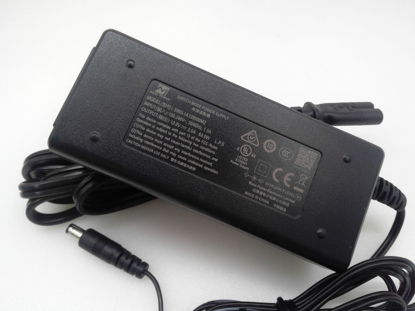 Mass Power S065-1A120500M2 Power Supply Adapter Charger with Cable Tip 5.5X2.5mm