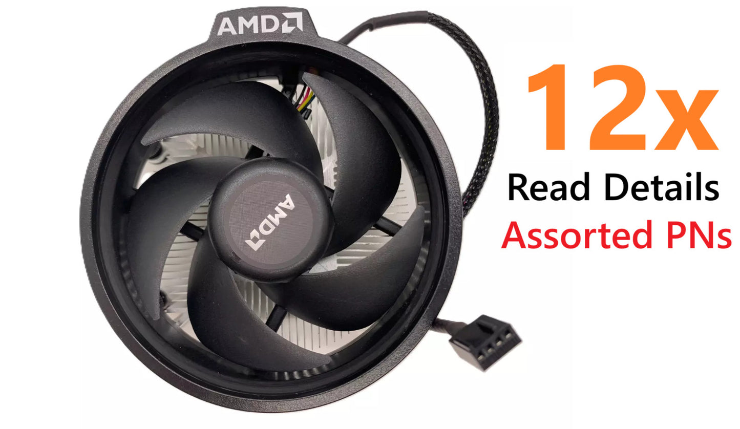 Lot of 12 - AMD Socket AM4 Ryzen CPU Cooler Heatsink - 4pin - (Read Details)