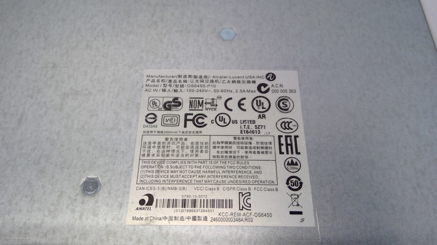 ALCATEL-LUCENT OS6450-P10 Gigabit Ethernet LAN Switch