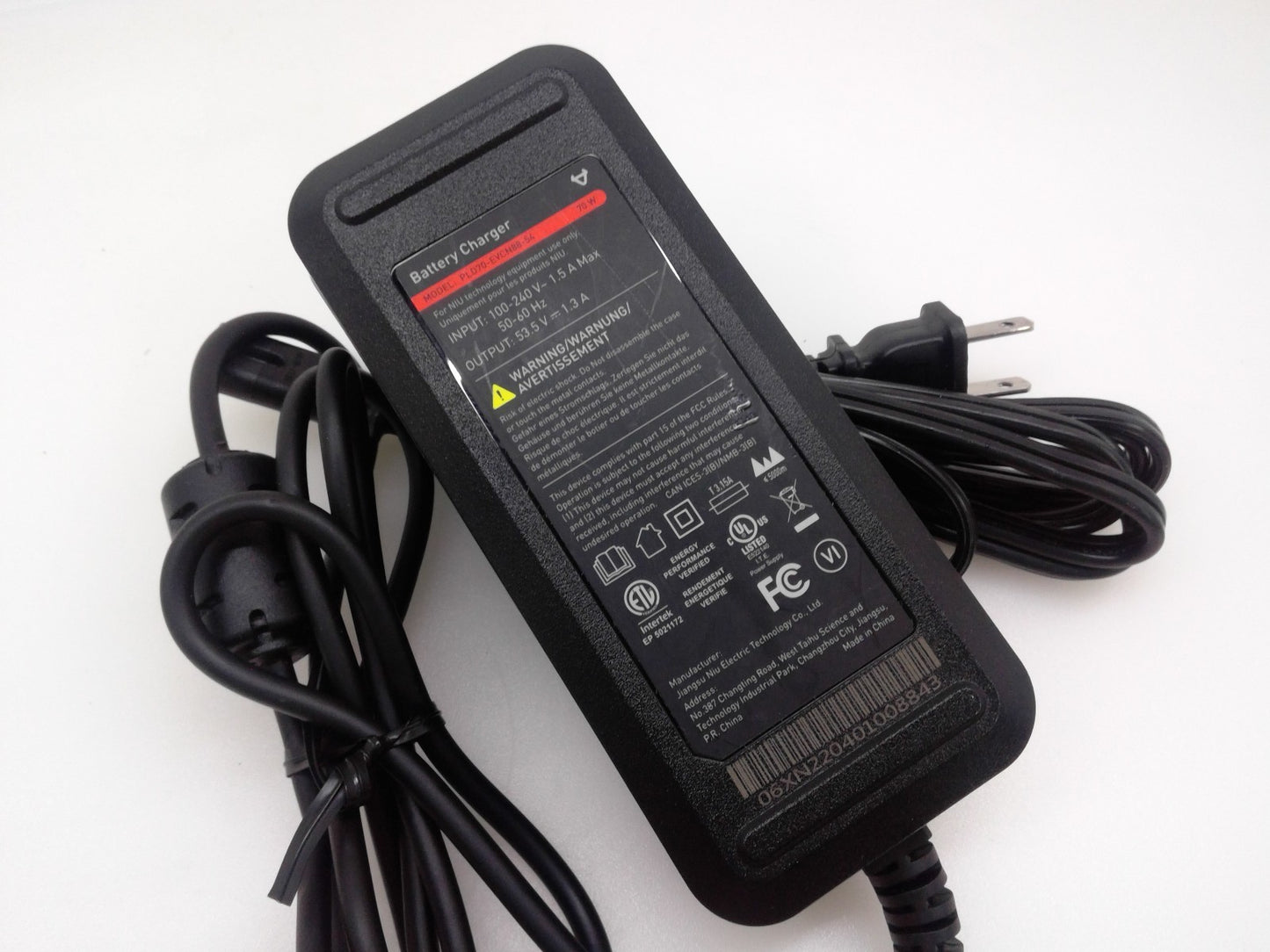 Genuine NIU 70W Charger for KQi2 53.5V 1.3A Power Adapter PLD70-EVCN88-54