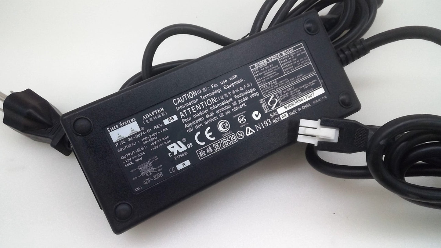 Cisco Model ADP-30RB CC A AC Adapter 5V/12V 3A/2A 30W 6-Pin PN 34-0874-01