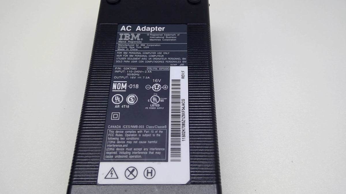 Genuine IBM 02K7085 93P5006 120W 16V 7.5A AC Adapter Yellow 4-Pin Power Supply