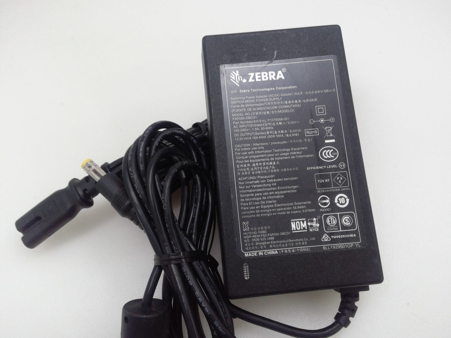 Genuine ZEBRA Switching Power Adapter FSP050-DBCD1 12V 4.16A 5.5*2.5mm