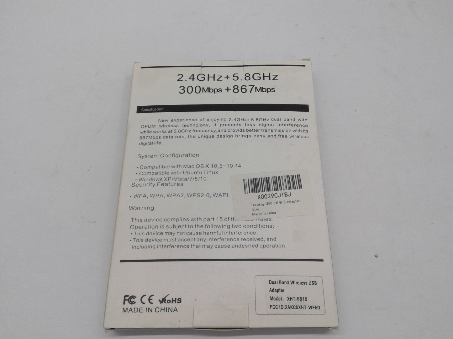 TECHKEY WI-FI 11AC USB Adapter AC1200 High Dual Antennas XHT-6B16
