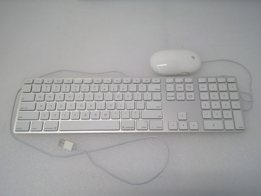 Apple A1243 A1152 White Aluminum USB Wired Keyboard Mighty Mouse iMAC G4 G5 eMAC