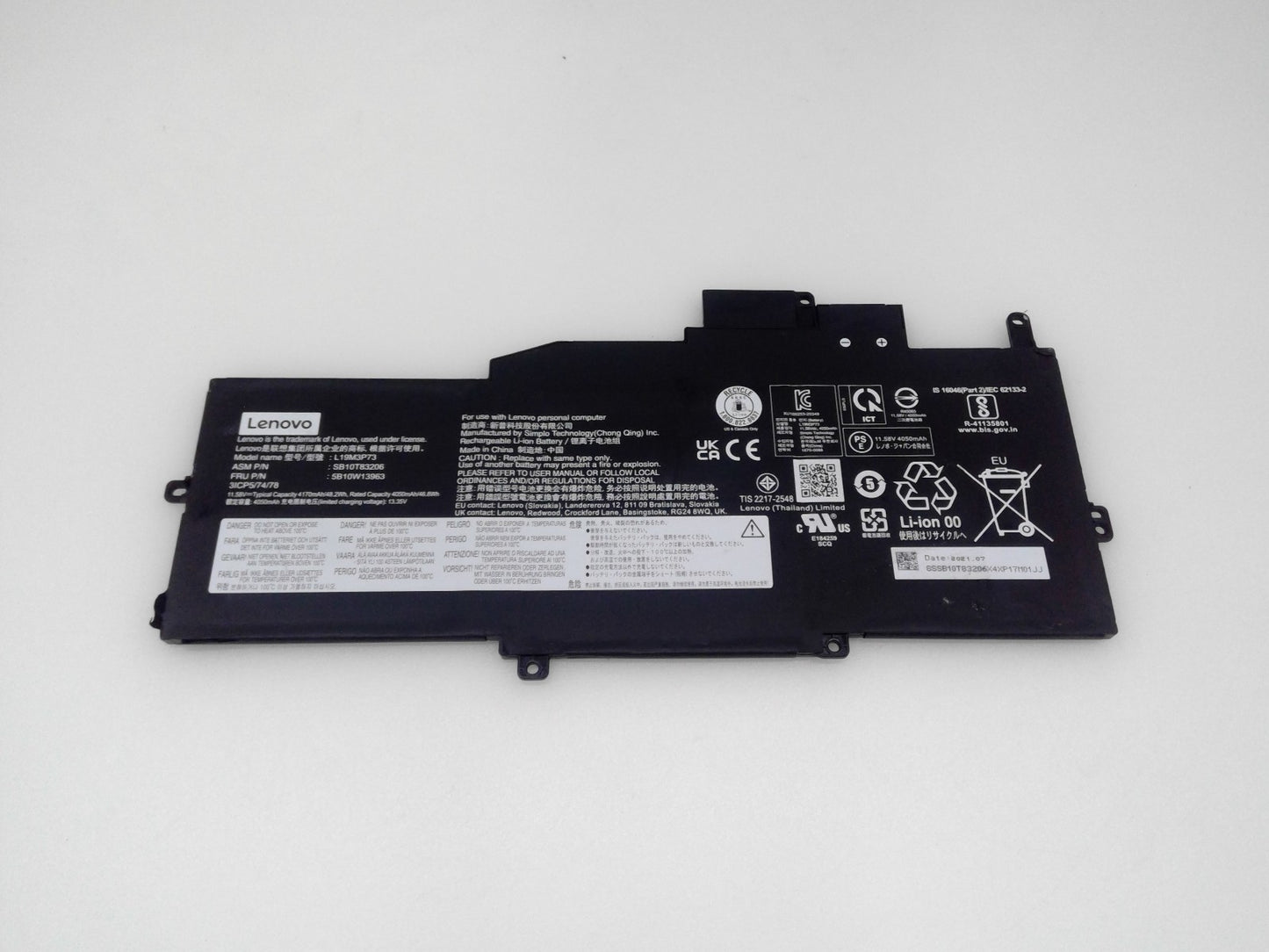 Genuine L19M3P73 5B10W13963 SB10T83206 Battery for Lenovo ThinkPad X1 Nano Gen 1