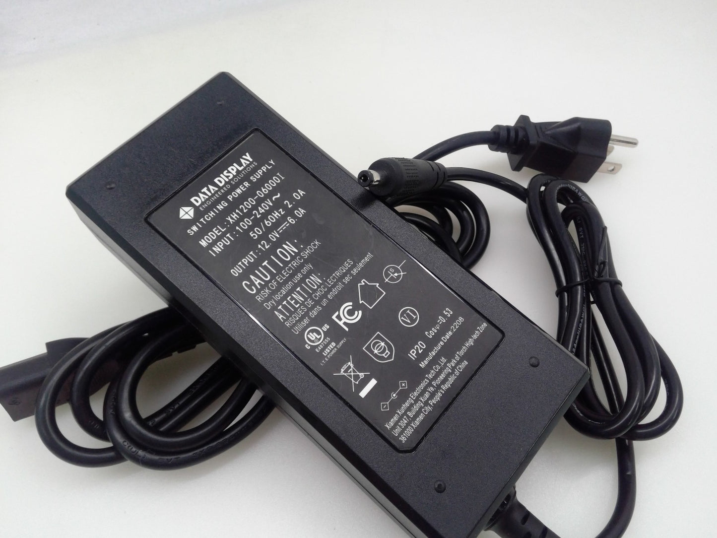AC Adapter Charger For I.T.E. XH1200-06000l 12V 6A W/ Power Cord 5.52.5mm