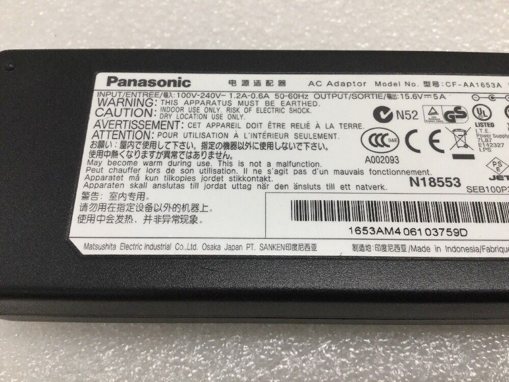 Original Panasonic Laptop Charger AC Power Adapter CF-AA1653A 15.6V 5A 78W