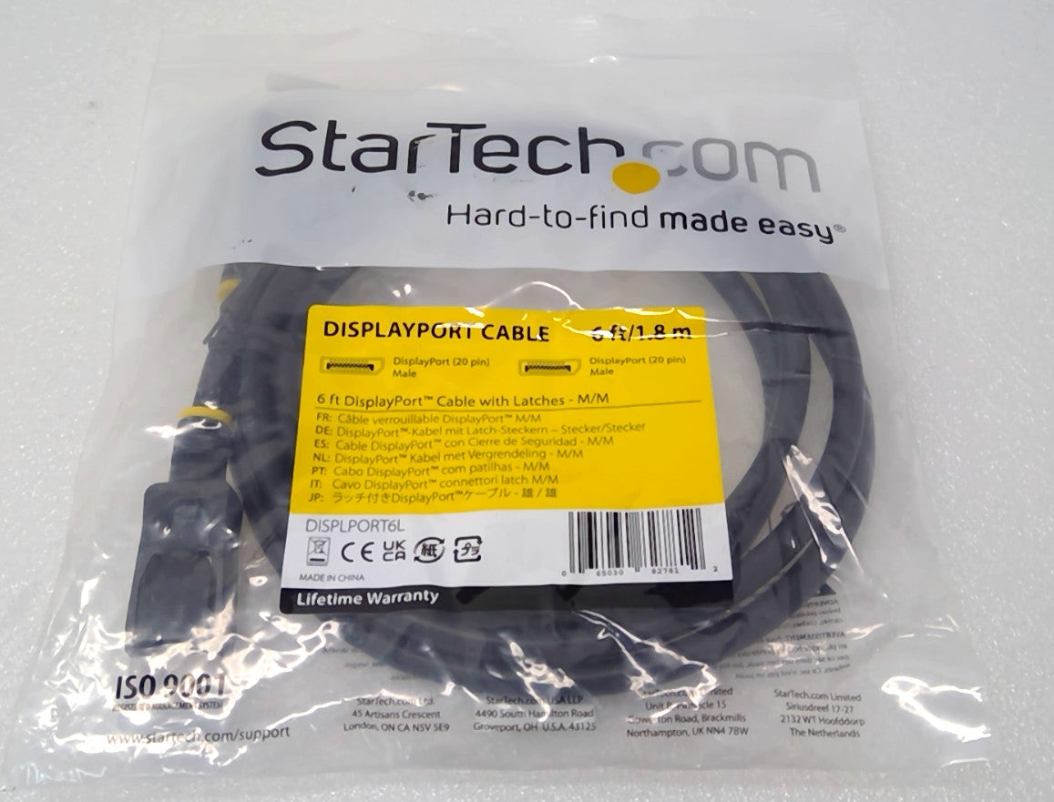 StarTech.com 6ft DisplayPort 1.2 Cable with Latches (DISPLPORT6L)