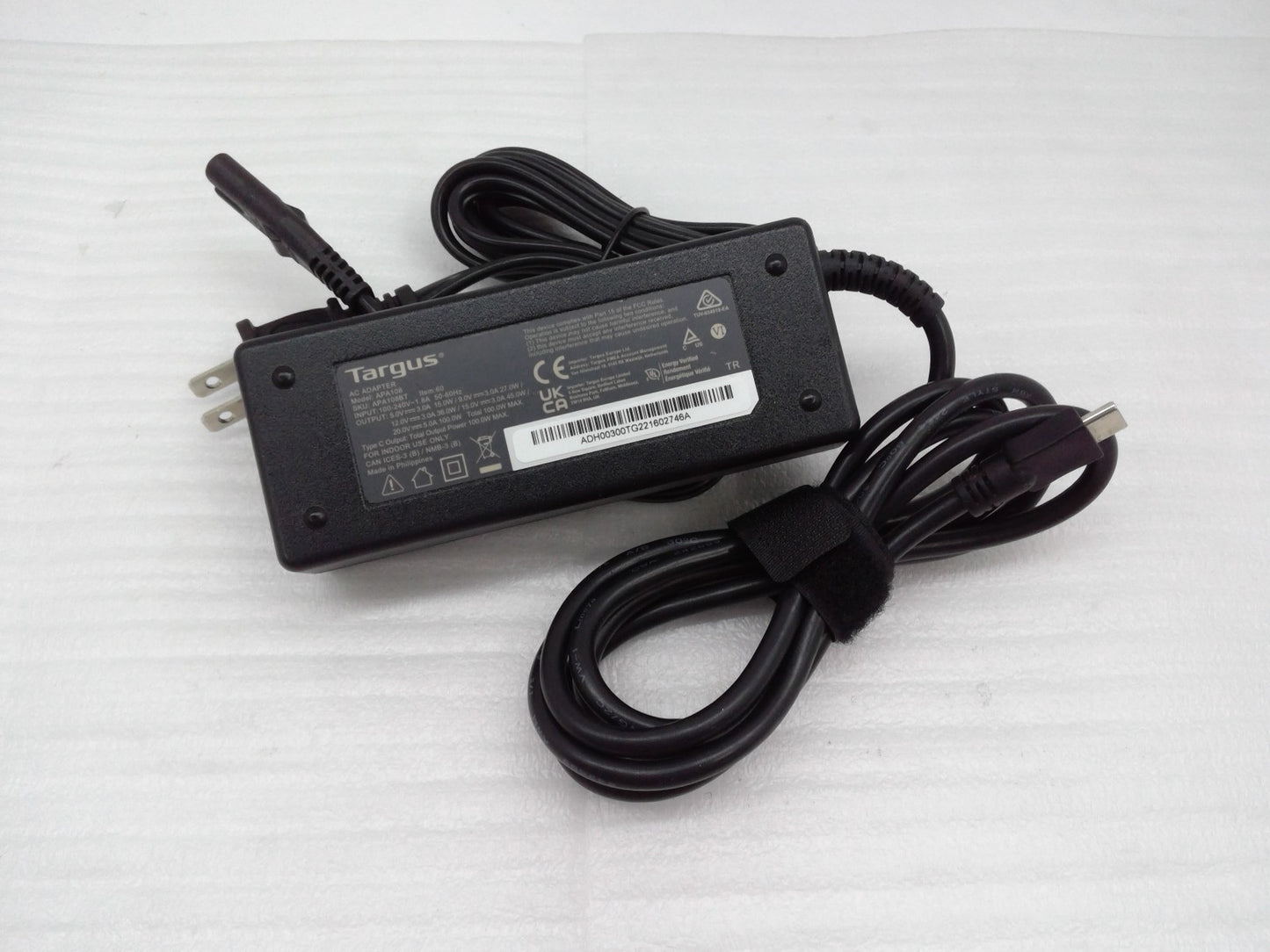 Targus Universal APA108  100W USB C A.C Adaptor for Macbook Chromebook Surface