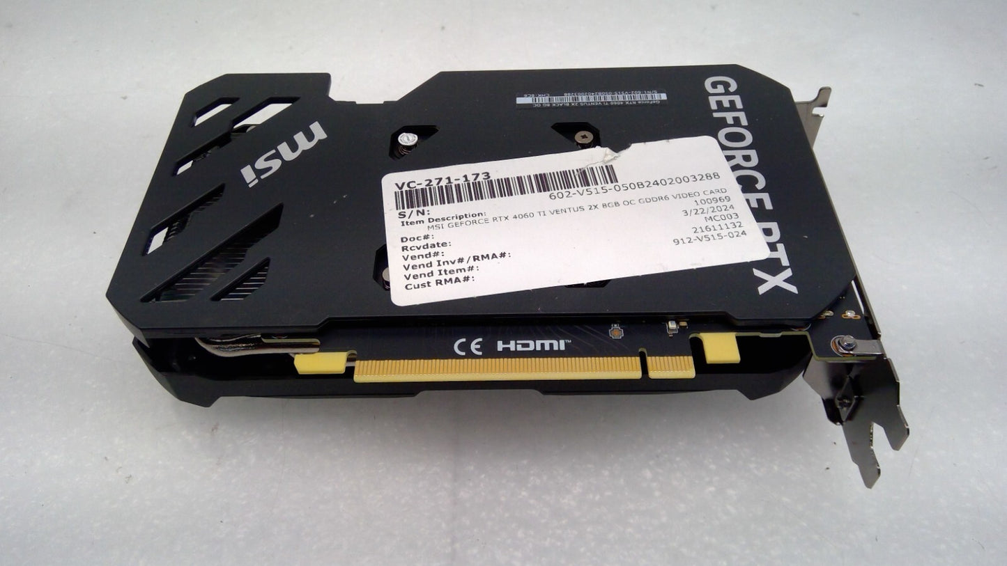 MSI NVIDIA RTX 4060 Ti VENTUS 2X BLACK 8G OC GDDR6 8GB Graphics Card