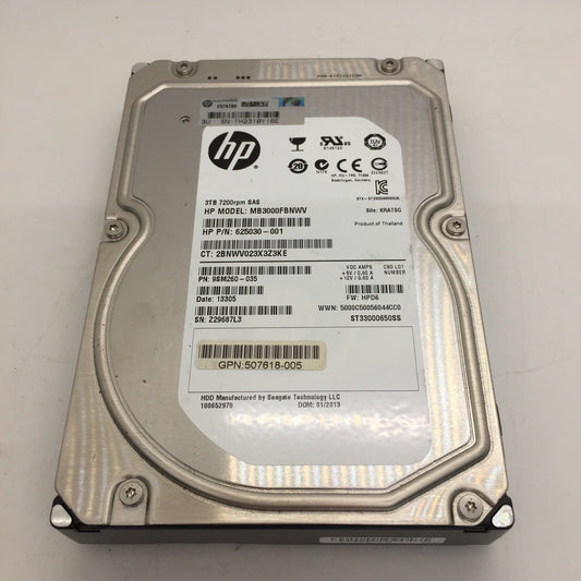 HP MB3000FBNWV 3TB HDD SAS HARD DRIVE 625030-001 7200RPM