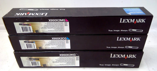 Set of 3 Lexmark X950X2KG/MG/CG  Extra High Yield Magenta Toners x950 x952