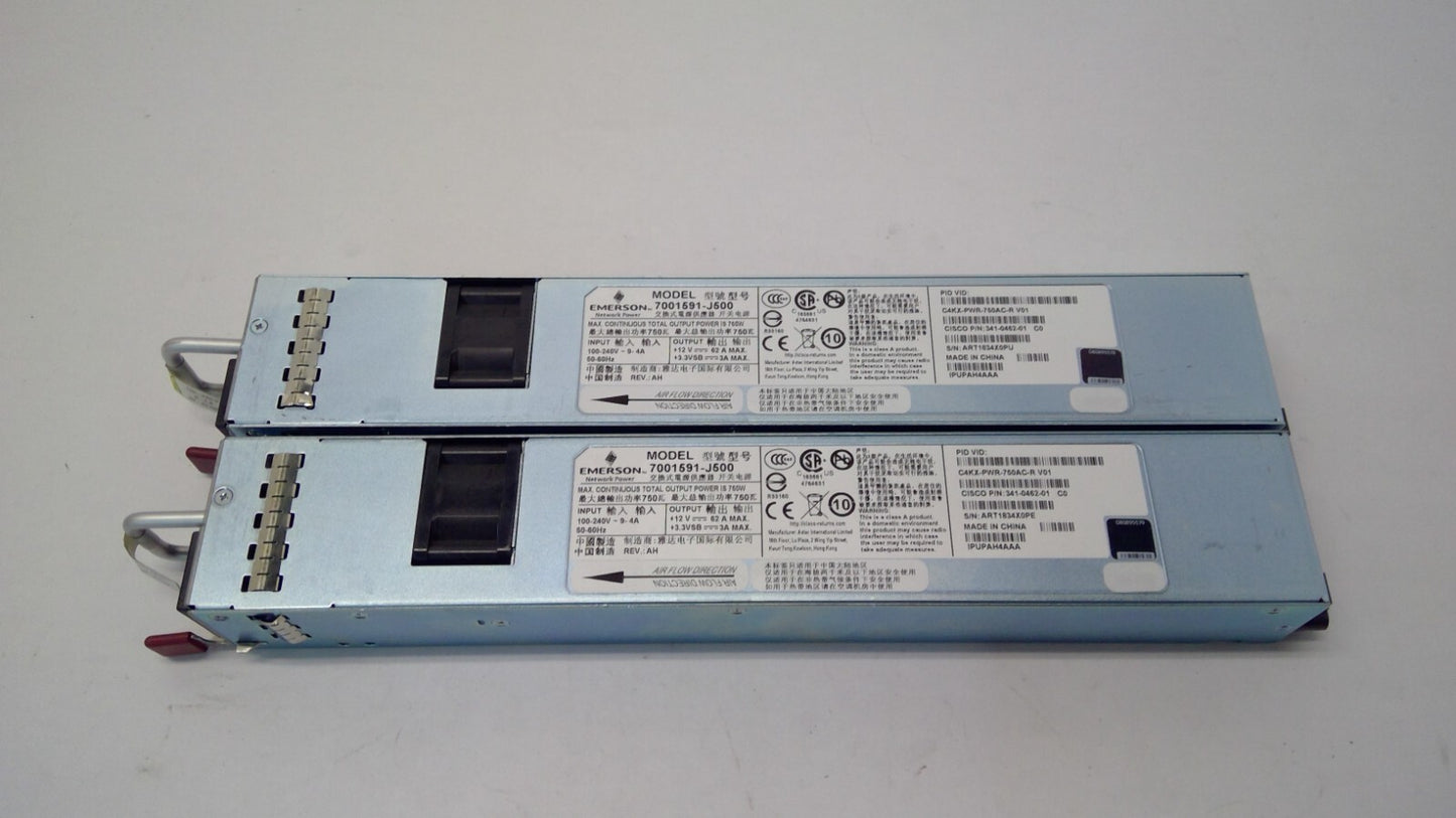 Lot of 2 Cisco C4KX-PWR-750AC-R V01 7001591-J500 Server Power Supply