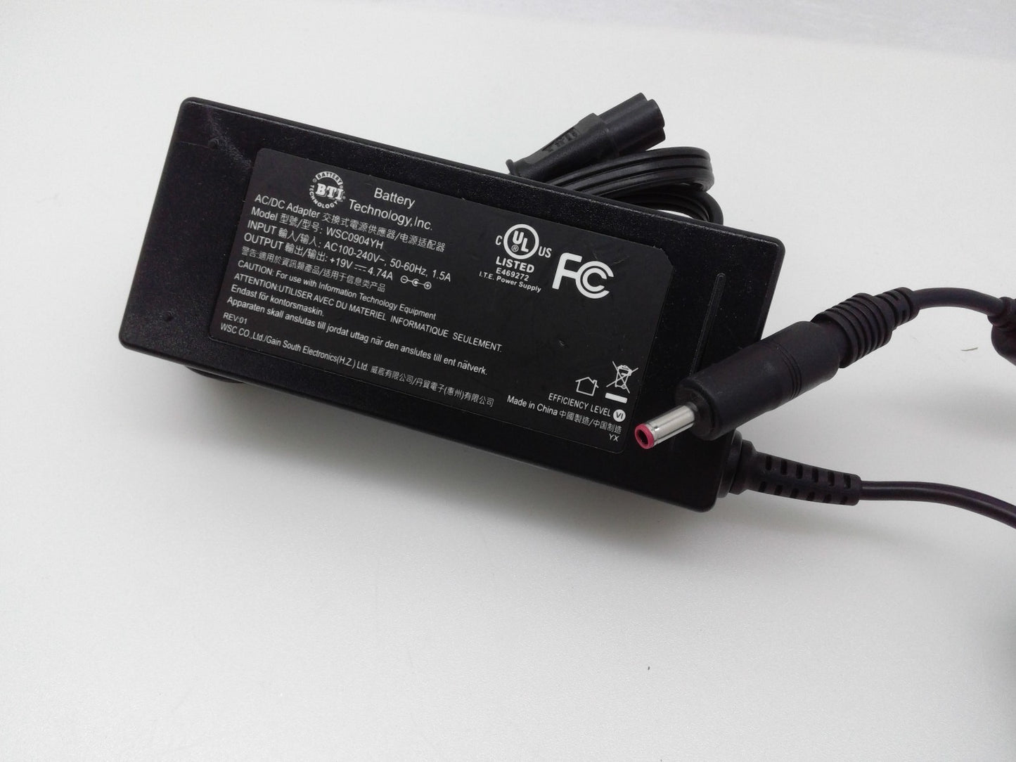Battery Technology WSC0904YH AC Adapter 19V 4.74A 90W Power (W/ Red Tips Only)