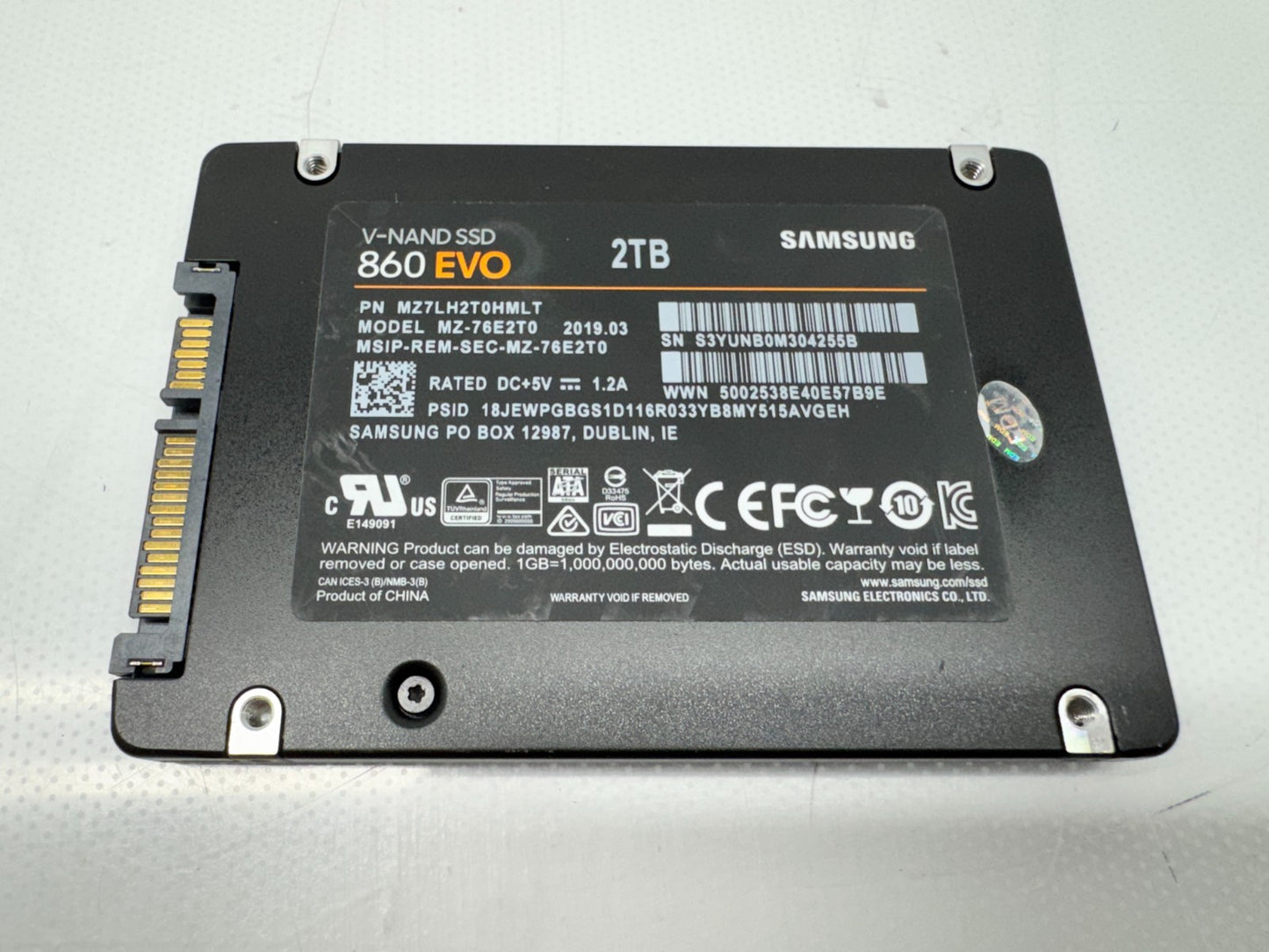 Samsung 860 EVO 2TB 2.5" MZ-76E2T0 MZ7LH2T0HMLT V-NAND SSD Internal SSD