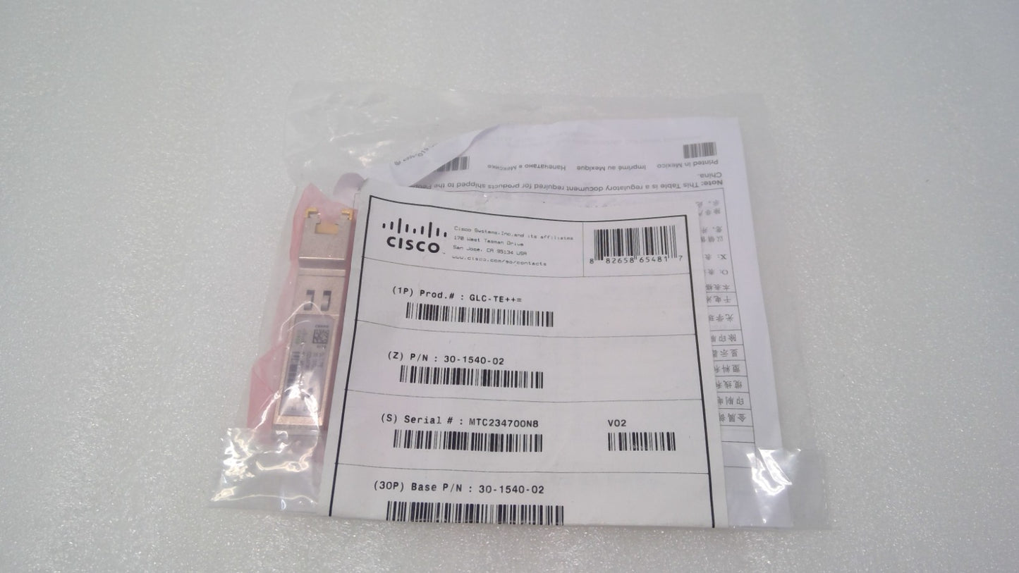 NEW Genuine CISCO GLC-TE 30-1540-02 GBIC 1000BASE-T RJ-45 SFP+ Transceiver