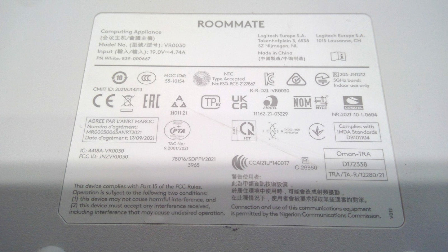 Logitech Roommate Video Conferencing Device VR0030 *READ*