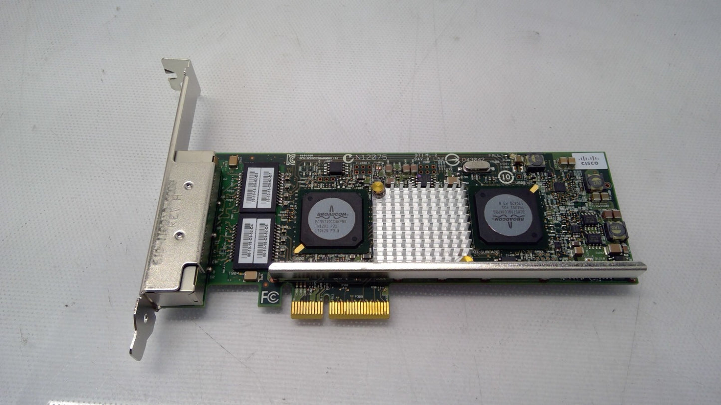 Cisco Broadcom PCI-E 4 Port GBit Network Card Full Height N12075 BCM95709A0906G