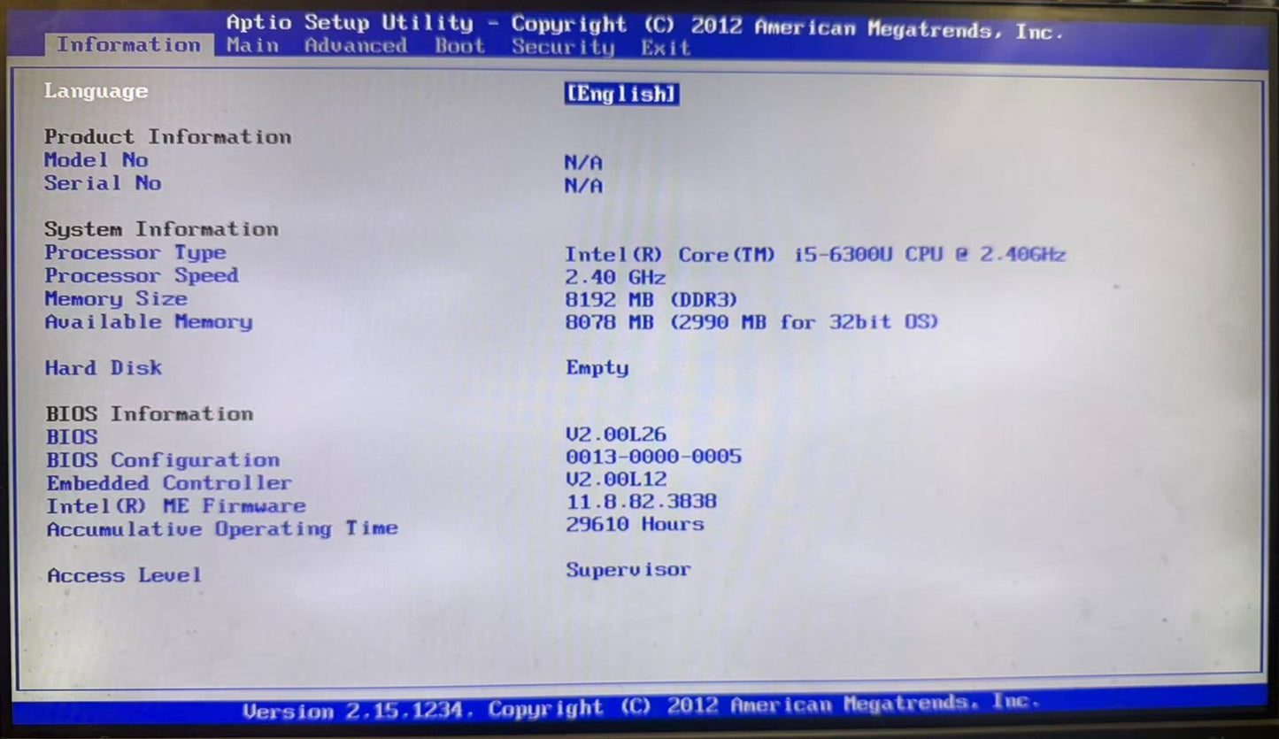 Panasonic CF-54 MK2 Motherboard Intel i5-6300U@2.40GHz P/N 0PB11074AAA
