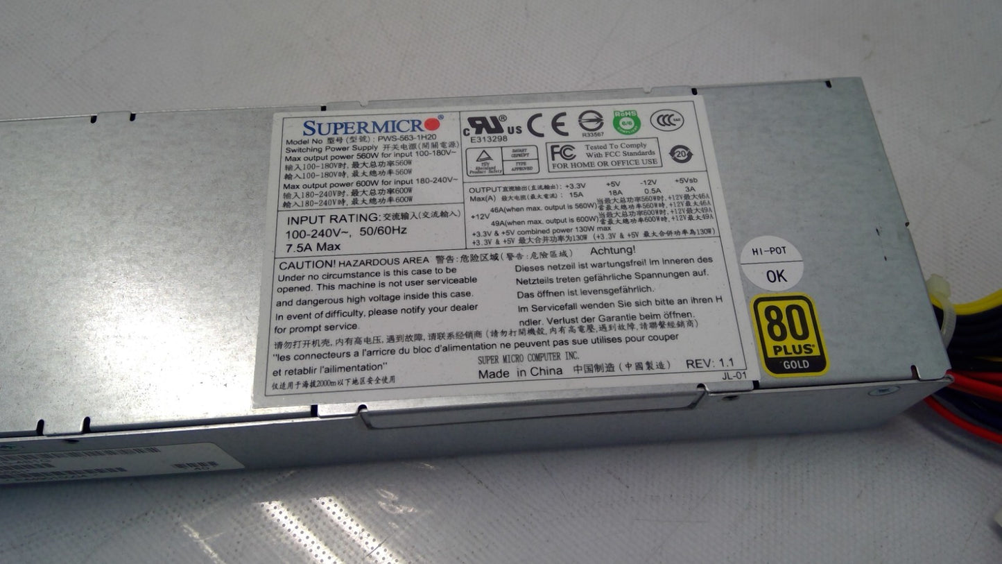 Supermicro PWS-563-1H20 560W/600W Gold Power Supply