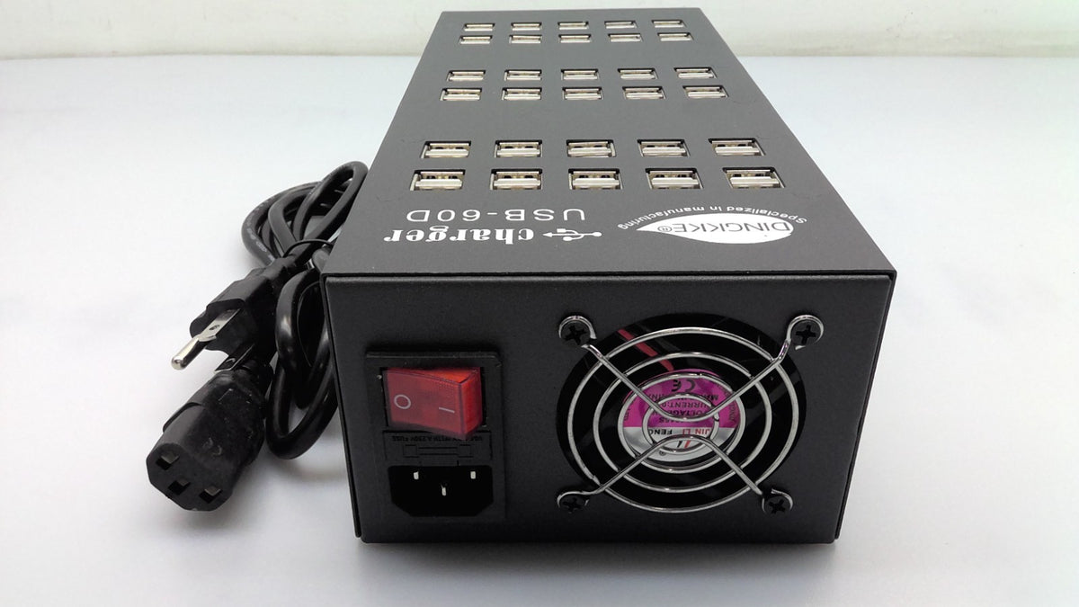 New DINGIKKE USB-60D 60-Port USB Charging Station Fast Charge Black