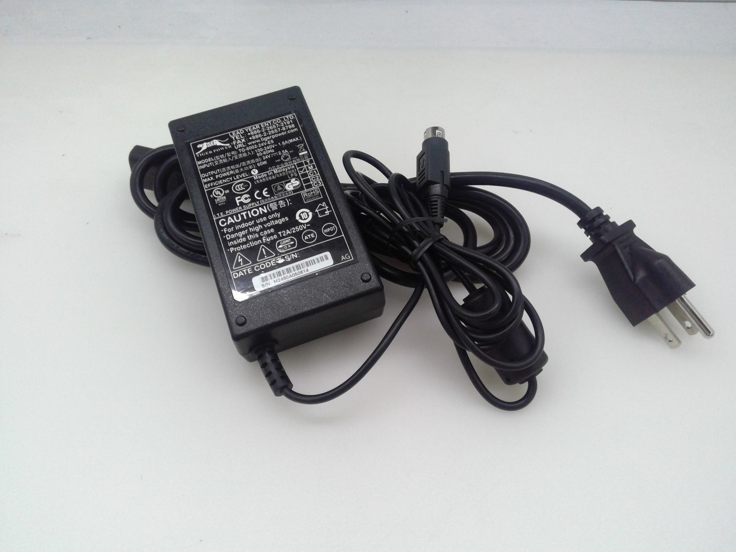 Tiger Power  TG-6002-24V-ES Ac Adapter for TPS A760 Thermal Printer 24V=2.5A