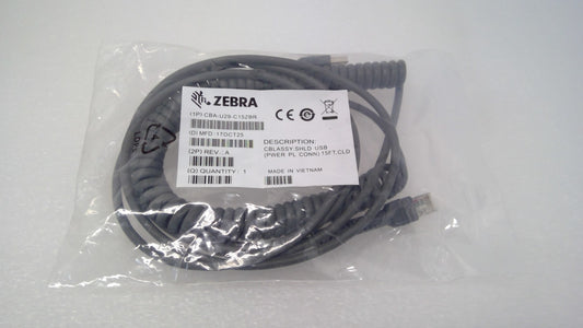 LOT OF 2 NEW Zebra CBA-U29-C15ZBR 15ft SHLD USB Scanner Cable DS2208 LI4278
