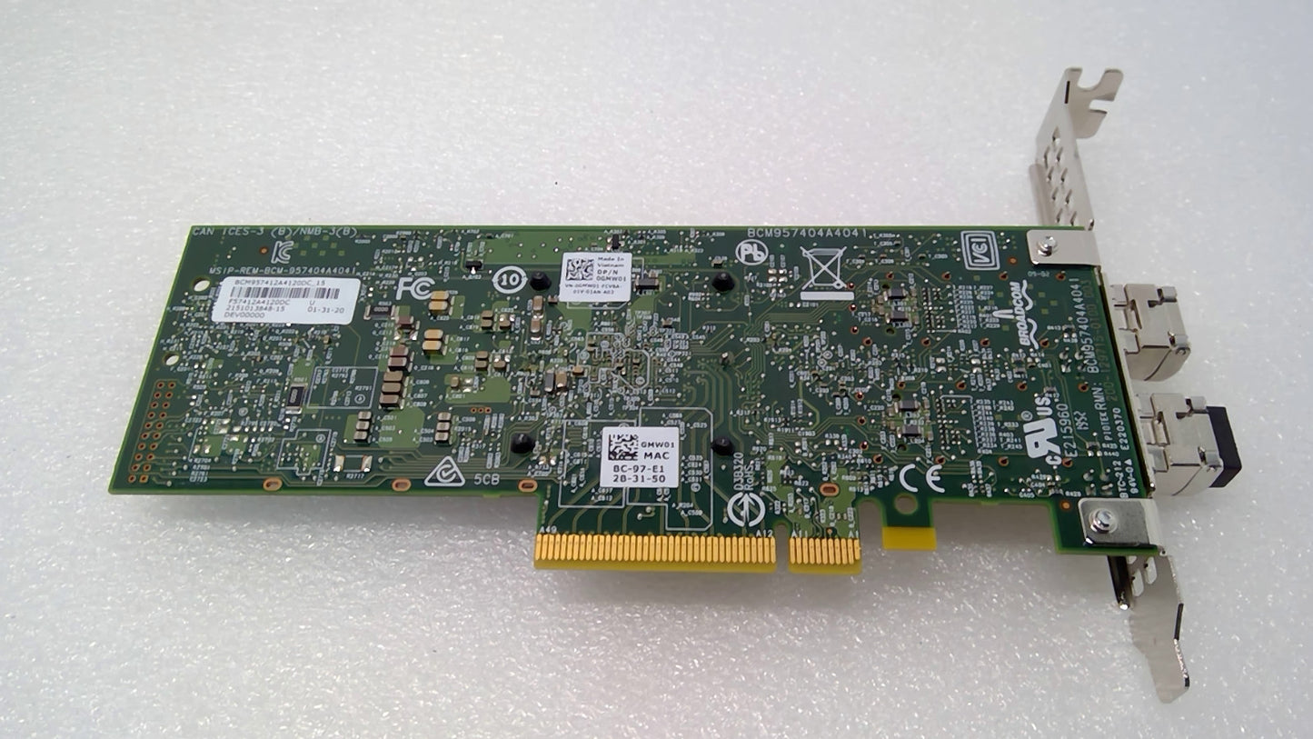 Dell Broadcom 57412 Dual Port 10Gb SFP+ PCIe Adapter GMW01 0GMW01 W/2SFP+