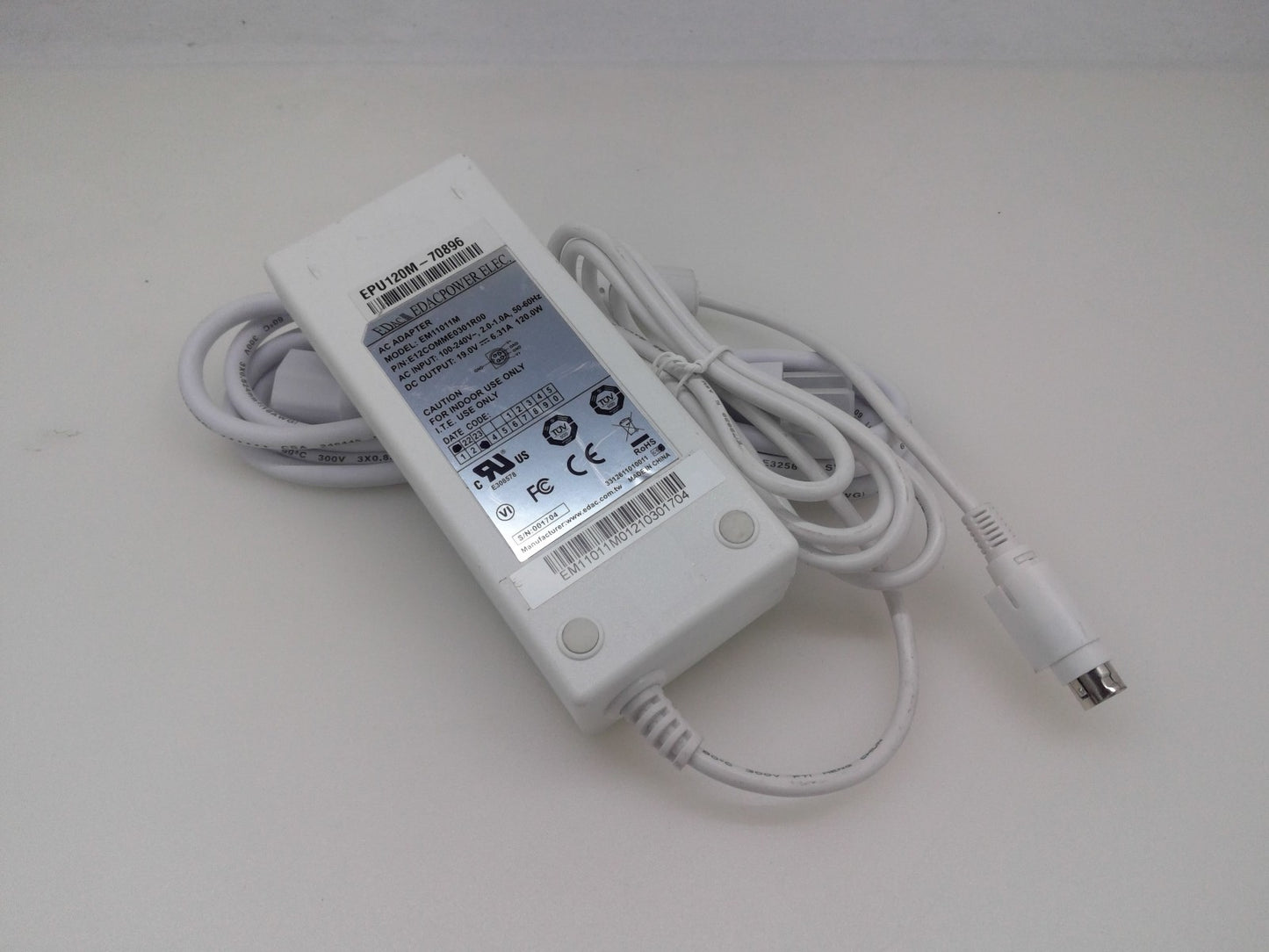 Genuine EDAC AC Adapter 19V 6.31A 120W 50-60Hz EM11011M 4-Pin White W/Cord