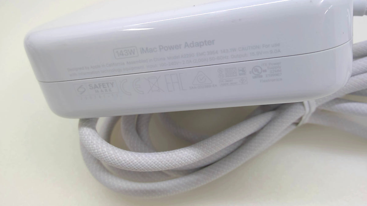 Genuine Apple A2290 143W Power Adapter 24" iMac White Braided Cable Ethernet