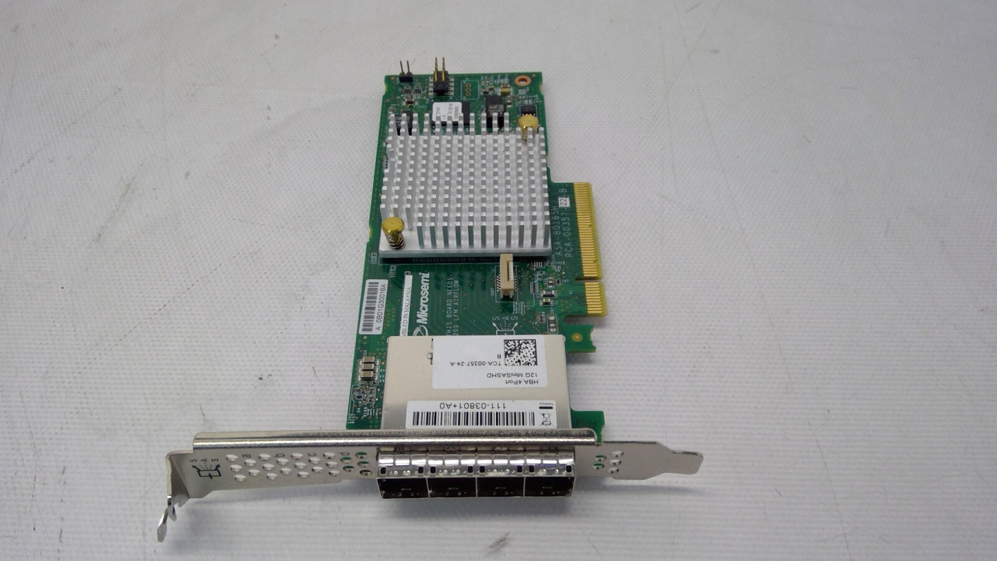 Microsemi 111-03801+A0 Quad-Port 12G Mini SAS HBA High Profile 0HHJD7 ASA-80165H