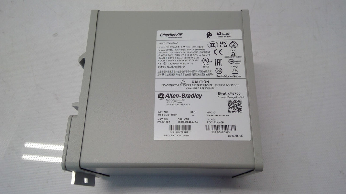 ALLEN BRADLEY 1783-BMS10CGP SER A ETHERNET SWITCH