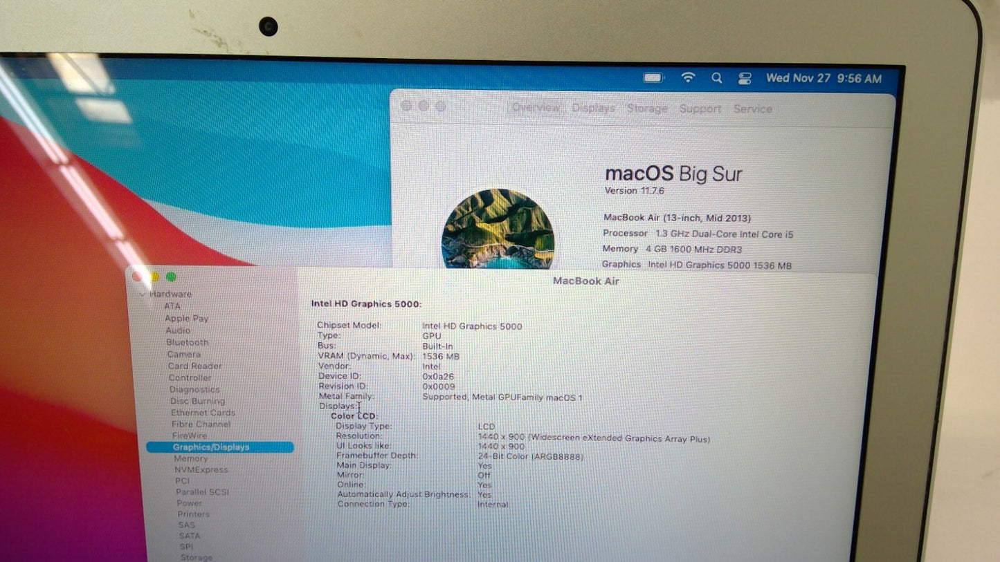 Apple MacBook Air 13.3" A1466 2013 Early i5@1.3GHz/4GB RAM/128GB SSD B0