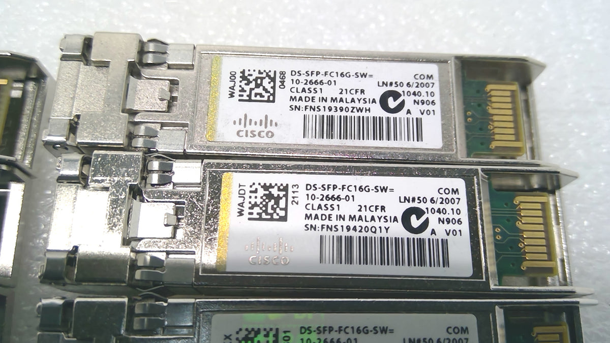 X10 Genuine Cisco DS-SFP-FC16G-SW 10-2666-01 16Gbps FC SW SFP+ MMF Transceiver