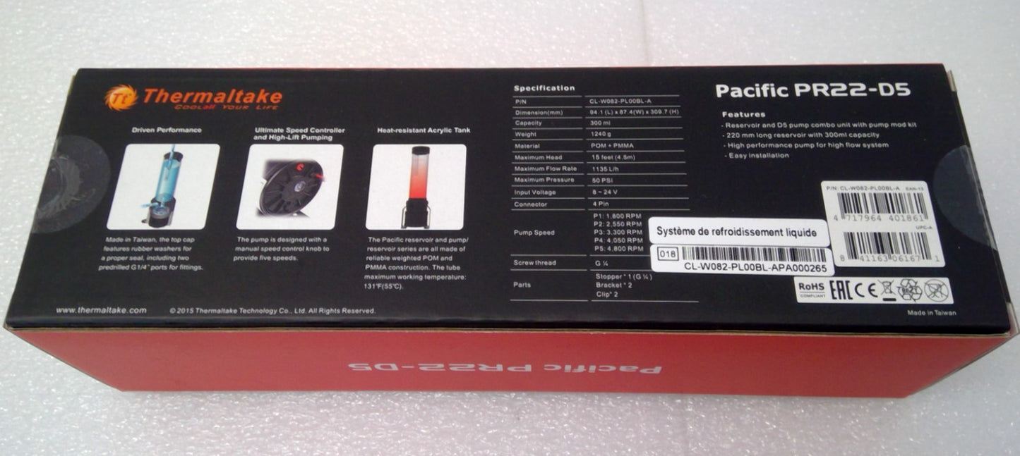 Thermaltake Pacific PR22-D5 300ml Reservoir & Adjustable D5 Pump Combo
