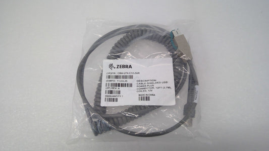 NEW Zebra CBA-U74-C12-ZAR Powered USB Cable 12V 12FT(3.7M) COILED Shielded POS