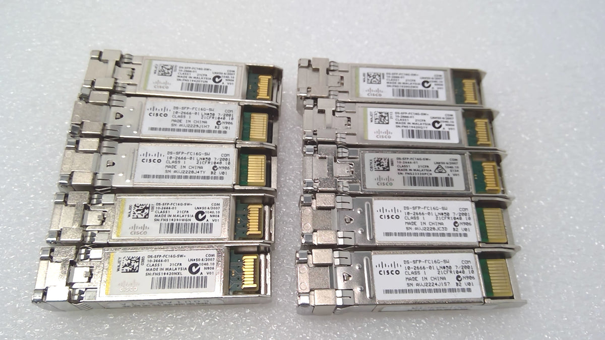 X10 Genuine Cisco DS-SFP-FC16G-SW 10-2666-01 16Gbps FC SW SFP+ MMF Transceiver