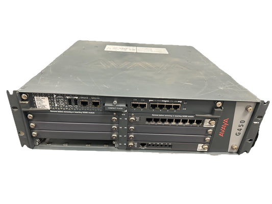 AVAYA G450 Media Gateway w/2x PS4504, 1x MB450, MM711, MM710B 1