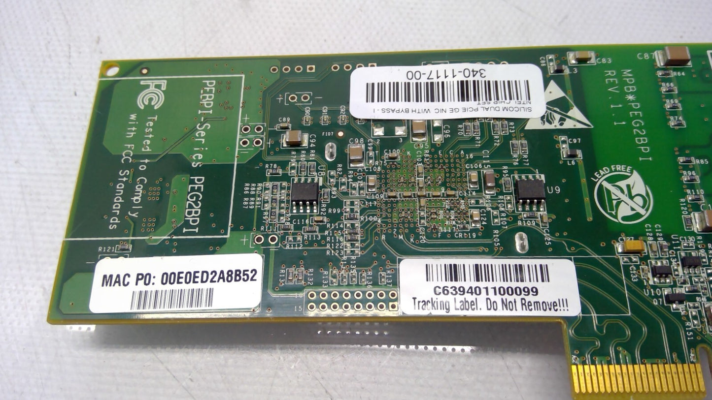 Silicom PEG2BPI-RoHS V:1.1  Ethernet Bypass Adapter 340-1117-00